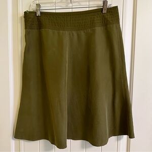The Gap olive green silk a-line skirt. So soft.